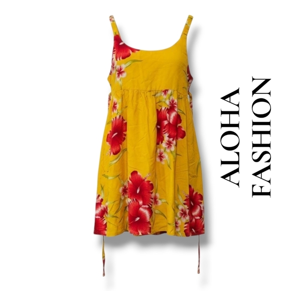 Aloha Fashion Girls Yellow Tropical Floral Vacation Dress – Size 8, Sleeveless - Picture 8 of 8